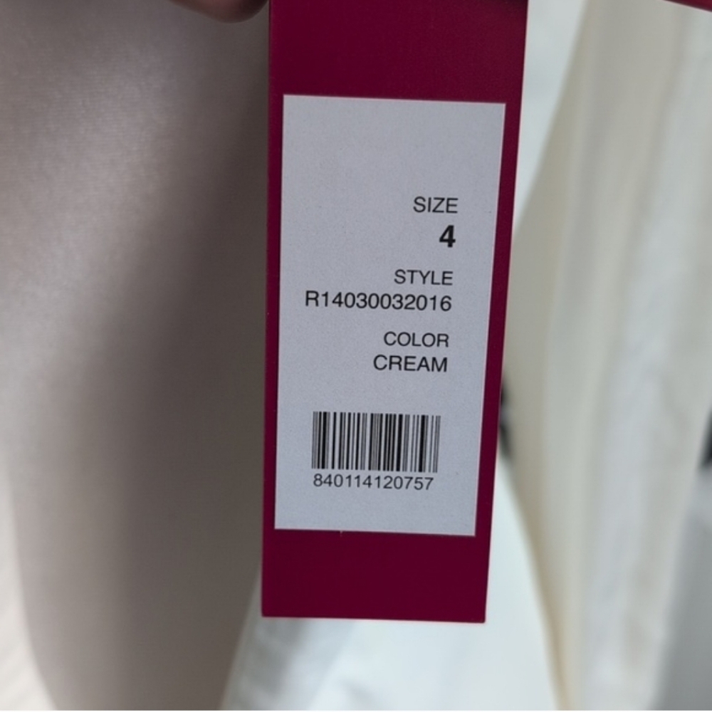 Tamara Mellon Leather and Silk Cream Women's High Neck Top NWT - Picture 9 of 11